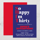 Invitation Je suis heureux d'être Trente Red Bold 30th Birthd (Devant / Derrière)