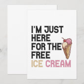 Invitation Je suis juste ici pour la glace gratuite, cadeau d (Devant / Derrière)