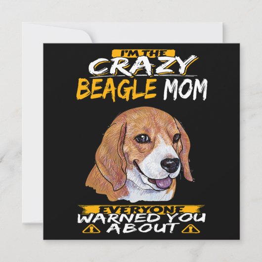 Invitation Je suis la folle maman Beagle (Devant)
