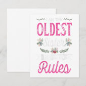 Invitation Je suis l'aînée, je fais la règle, cadeau grande s (Devant / Derrière)