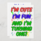 Invitation Je suis mignonne Je suis amusante Je tourne un Inv (Devant / Derrière)