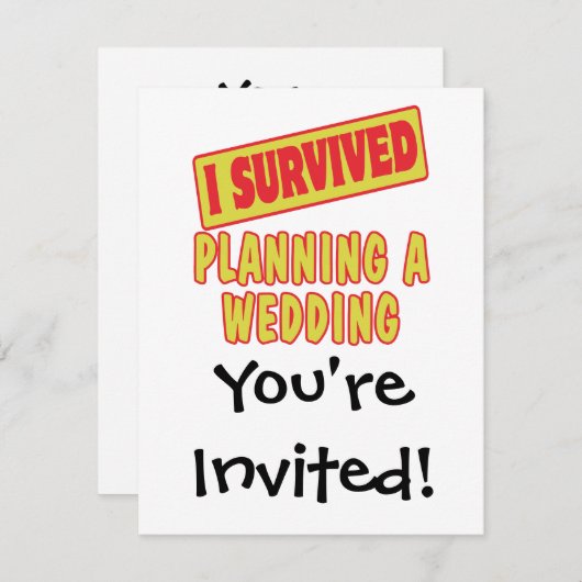 INVITATION JE SUIS SURVIVANT À L'ORGANISATION D'UN MARIAGE (Devant / Derrière)