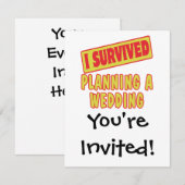 INVITATION JE SUIS SURVIVU À L'ORGANISATION D'UN MARIAGE (Devant / Derrière)