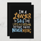 Invitation Je suis un avocat pour vous faire gagner du temps (Devant / Derrière)