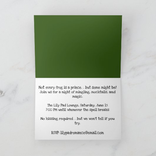 Invitation Je suis un conte de fées Prince Funny Green Frog C (Intérieur)