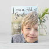 Invitation Je suis un enfant de dieu Baptême Personnalisé Inv (Debout devant)