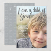 Invitation Je suis un enfant de dieu Baptême Personnalisé Inv (Devant / Derrière)