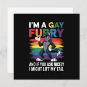 Invitation Je suis un Gay Furry Rainbow Fox Wolf Pride Mois (Devant / Derrière)