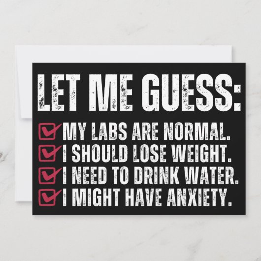 Invitation je suppose que mes laboratoires sont normaux (Devant)