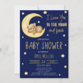 Invitation Je T'Aime Au Baby shower Lune Teddy Bear (Devant)
