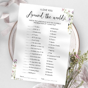 Invitation Je t'aime autour du monde Jeu de Baby Shower