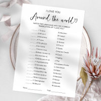 Je t'aime autour du monde Jeu de Baby Shower