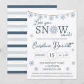 Invitation Je t'aime beaucoup neiger ! Baby shower à neige (Devant / Derrière)