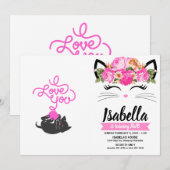 Invitation Je t'aime - boule de laine - Choisir la couleur du (Devant / Derrière)