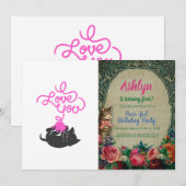 Invitation Je t'aime - boule de laine - Choisir la couleur du (Devant / Derrière)