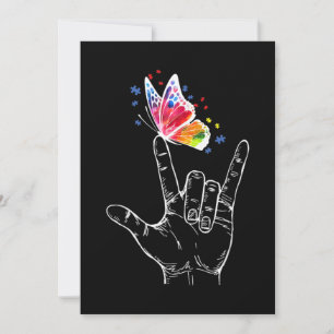 Invitation Je t'aime Langue des Signes Papillon Autisme