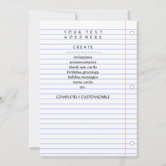 Invitation je t'aime les croquis en papier carnet (Dos)