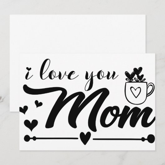 Invitation Je t'aime maman (Devant / Derrière)