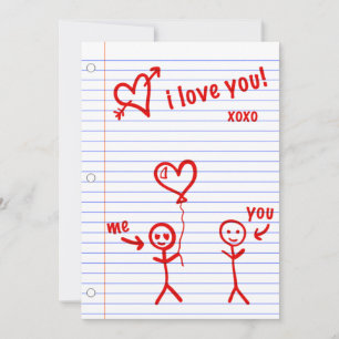 Invitation je t'aime papier à croquis de cahier