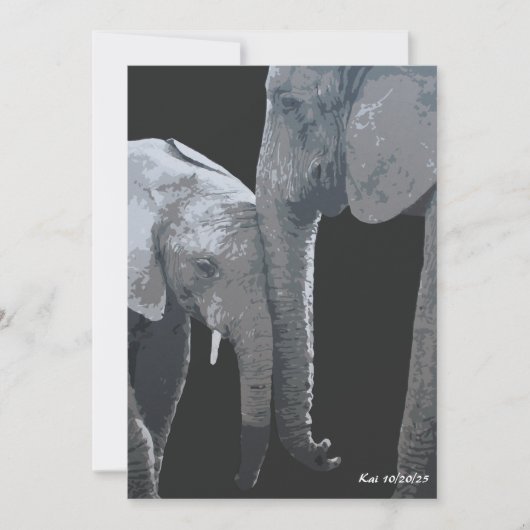 Invitation Je t'aime plus, éléphant œuvre d'art originale (Devant)