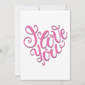 Invitation Je t'aime rose (Devant)