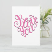 Invitation Je t'aime rose (Debout devant)