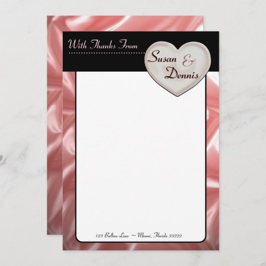 Invitation Je t'aime Wedding shower Merci Notes (Devant / Derrière)