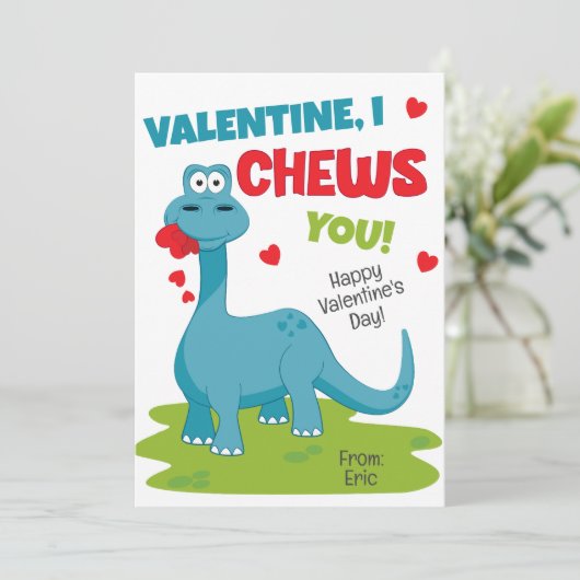 Invitation Je te mâche Saint Valentin (Debout devant)