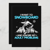 Invitation Je veux faire du snowboard (Devant / Derrière)