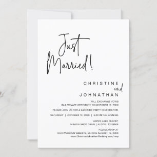 Invitation Je viens de me marier, soirée Mariage Elopement