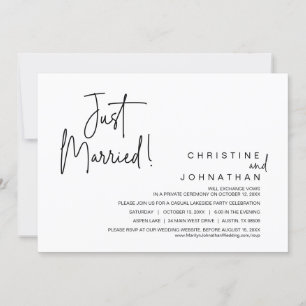 Invitation Je viens de me marier, soirée Mariage Elopement