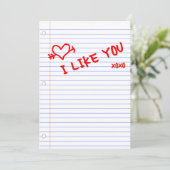 Invitation je vous aime : papier carnet (Debout devant)