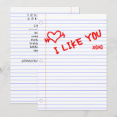 Invitation je vous aime : papier carnet (Devant / Derrière)