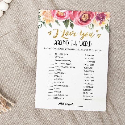 Invitation Je vous aime partout dans le monde avec Answers Ga