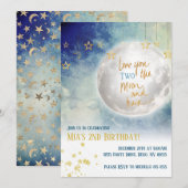 Invitation Je vous aime tous les deux de la lune et retour (Devant / Derrière)