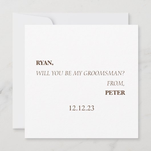 Invitation Je vous pose une question : êtes-vous mon Groomsma (Dos)