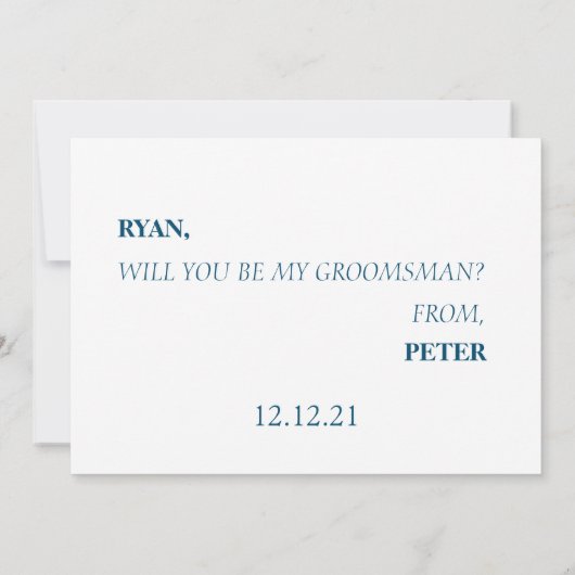 Invitation Je vous pose une question. Seras-tu mon Groomsman  (Dos)