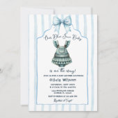 Invitation Jean Bleu Avec Baby shower Bow (Devant)