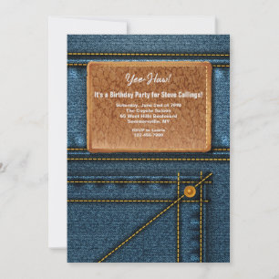 Invitation Jean Cuir Carré Tag Anniversaire
