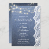 Invitation Jean Lace & String Lights Graduation Party (Devant / Derrière)