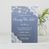 Invitation Jean Lace & String Lights Mariage Modifier la date (Debout devant)