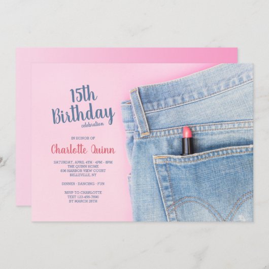 Invitation Jeans Forever Birday Party (Devant / Derrière)