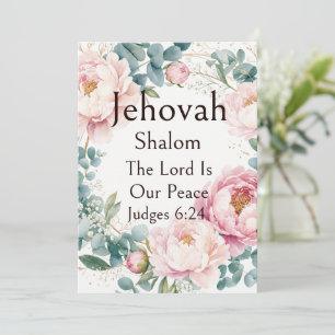 Invitation Jehovah Shalom, Couronne de pivoines roses et d'eu