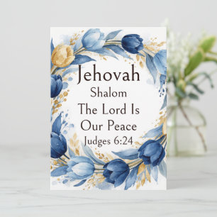 Invitation Jehovah Shalom, Couronne de tulipes bleues et or F