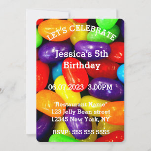 Invitation Jelly Beans 5e anniversaire Candy Sweets colorés