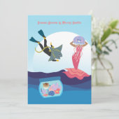 Invitation Jellyfish Mermaid Ray Diver Aquarium Mariage (Debout devant)