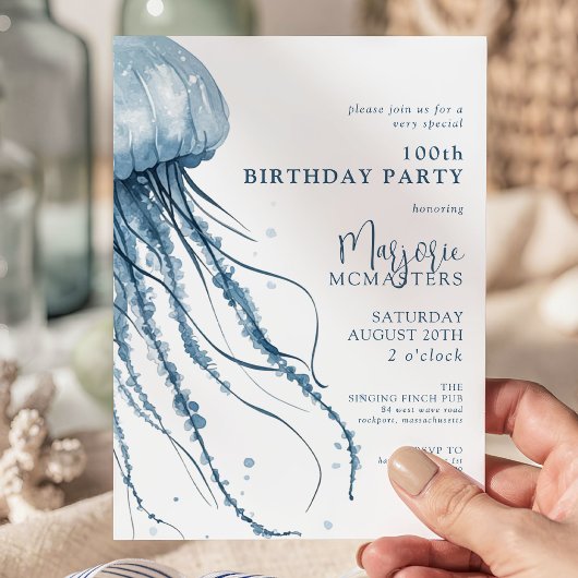 Invitation Jellyfish simple moderne et côtier pour 100e anniv