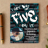 Invitation J'en ai cinq - Garçon 5e anniversaire avec photo