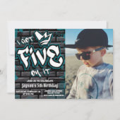 Invitation J'en ai cinq - Garçon 5e anniversaire avec photo (Devant)