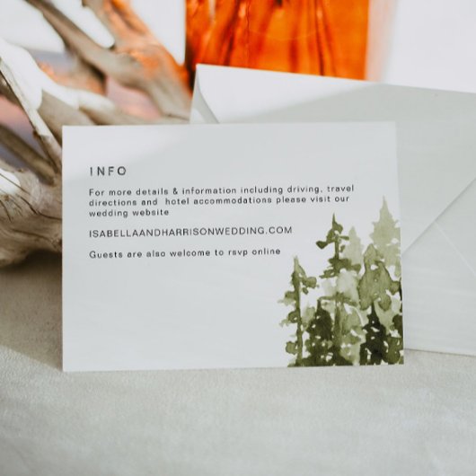 Invitation JENNA Rustic Pine Tree - Fiche Mariage Détails